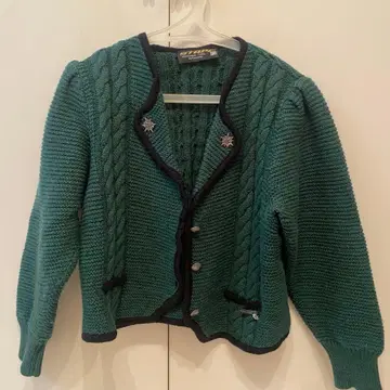 그린 컬러 케이블 짜임 니트 가디건 ibee vintage