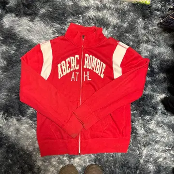 [ 레어 ] 아바클로 A&F 빅 로고 집업 후드티 저지 레드 L