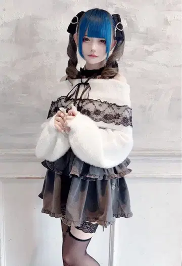 MA*RS 오프롤 샤기 니트탑 화이트