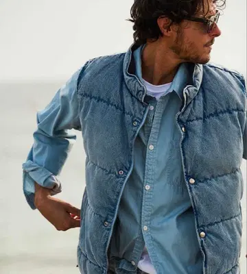 [ 새상품급 ] 더블피 허리 포인트 인디고 스톤 워시 베스트