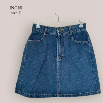 잉그 INGNI 새상품급 데님 스커트 무릎 위 기장 허리밴딩 면100%