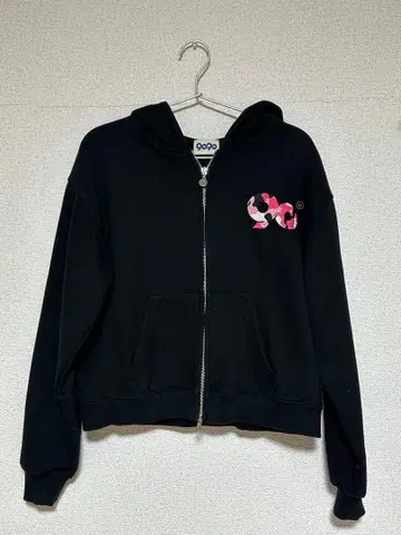 9090girl 로고 글리터 라이트 집 후디