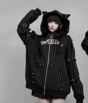 DimMoire 디무모아르 Evil cat 고양이 귀 후드티 블랙