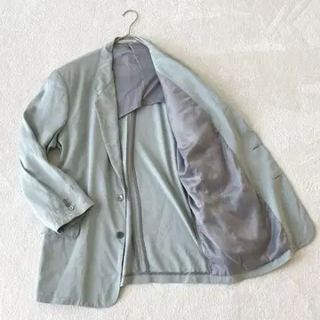 papas 테일러드 자켓 실크 100% 탁한 그린 사이즈 M