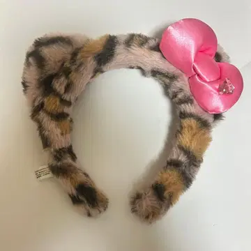 USJ 유니버셜 헬로키티 키티 레오파드 무늬 머리띠 리본