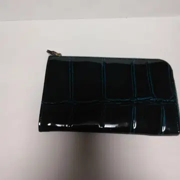크로커다일 패턴 장지갑 블랙과 블루 아르카 타카야 하프 지갑 맑은 블루