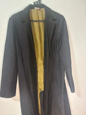 ish;ist 데님 코트 다크 그레이 롱 코트