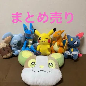 거의 새상품! 포켓몬 봉제 인형 묶음 판매 루카리오 리자몽 피카츄 뉴라