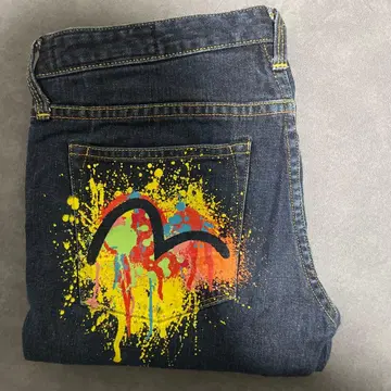 EVISU 컬러풀 스플래쉬 데님 10oz 스트레이트