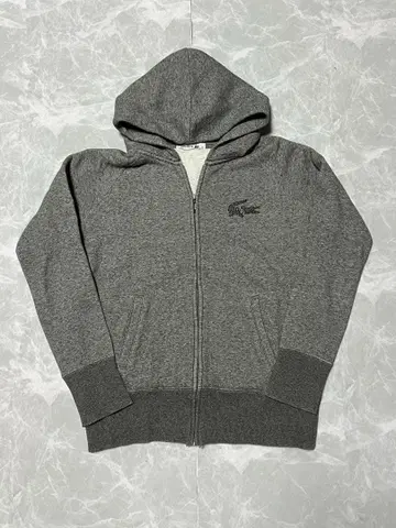 LACOSTE 속기모 지퍼 후드티 그레이 큐빅 로고 그레이 34
