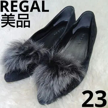 새상품급 REGAL 블랙 플랫슈즈 퍼 포함 23