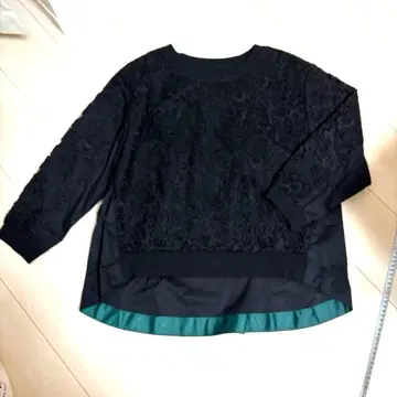 스타일 라비 블랙 꽃무늬 레이스 긴팔 상의