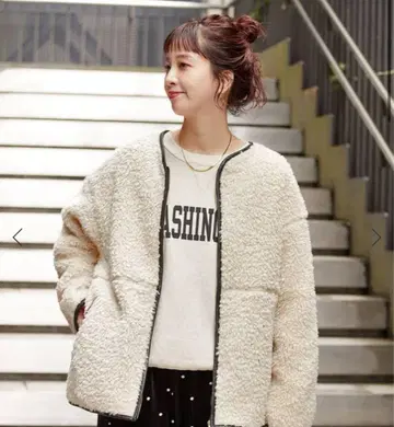 집업 보아 블루종 아이보리