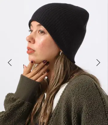 [ 미사용 새상품 ] 리브 니트 모자 블랙