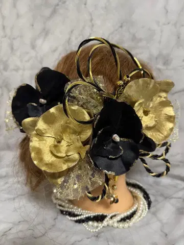 신상품 No.2212 팔레놉시스 머리 장식 세트 블랙 x 골드