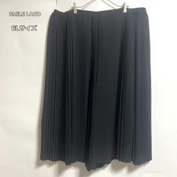 SMILE LAND 블랙 플리츠 와이드 팬츠 6L 사이즈 허리밴딩