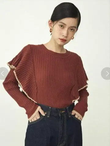 COTORICA 컬러 디자인 프릴 니트 풀오버 리브