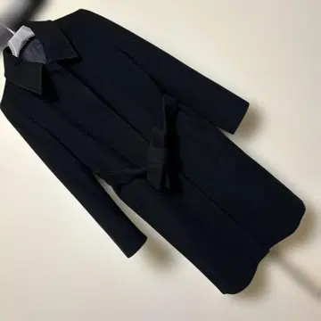 INED 롱 코트 블랙 벨트 포함 여성용 사이즈 2