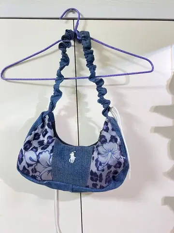 랄프 로렌 리메이크 퍼플 레오파드 무늬 원 숄더백