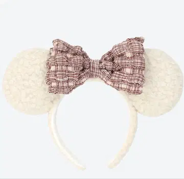 디즈니 머리띠 화이트 체크 신상품