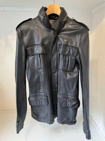 sisii 블랙 M-65 가죽 자켓 밀리터리 스타일