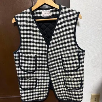 BONCOUR 슬리브리스 베스트 사이즈 3 블랙 화이트 체크