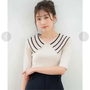 [ 택 포함 새상품 ] 노엘라 크로셰 옷깃 니트 (아이보리)