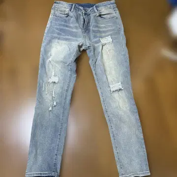 스키니 데님 라이트 블루 데미지 가공