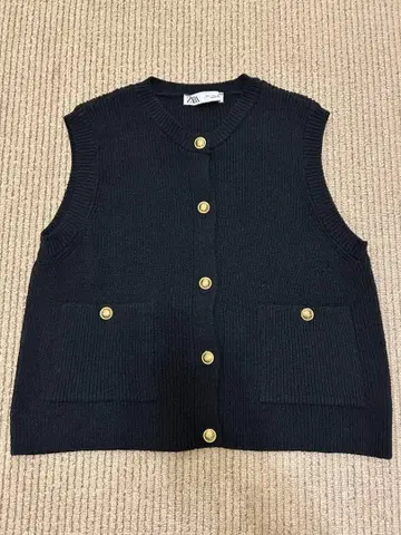 zar M 니트 베스트 네이비 새상품급 골드 버튼