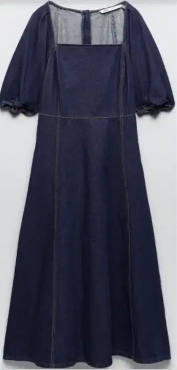 ZARA 데님 롱 드레스 퍼프 슬리브