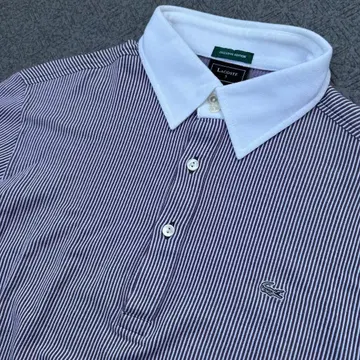 라코스테 긴팔 피케 셔츠 스트라이프 구제 의류 퍼플 오버 사이즈 빅 루즈