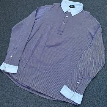 라코스테 긴팔 피케 셔츠 구제 의류 퍼플 오버 사이즈 빅 루즈 y2k