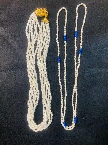 담수 펄 목걸이 6연 롱 목걸이