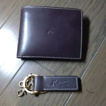 K 접이식 지갑 다크 브라운 키링 포함