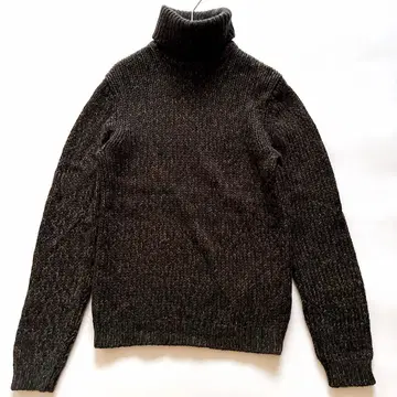 이탈리아제 크루치아니 터틀넥 니트 울 로우 게이지 브라운