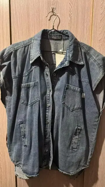 데님 셔츠 숏슬리브 다크 블루