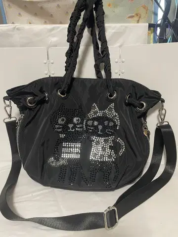 pebbly 프릴 핸들 토트백 숄더 포함 스팽글 고양이