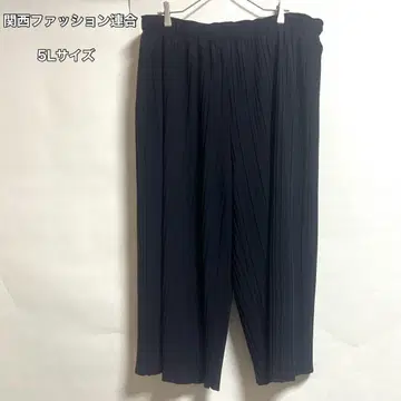 간사이 패션 연합 블랙 플리츠 팬츠 5L 사이즈 허리밴딩 블랙