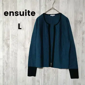 ensuite 가디건 L 울 깔끔 그린 노카라