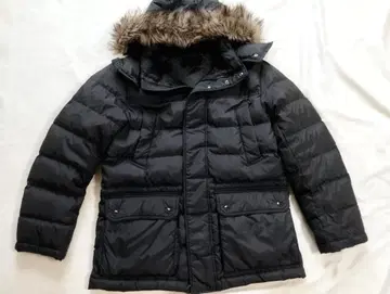 유니클로 퍼 후드 다운 자켓 M 블랙