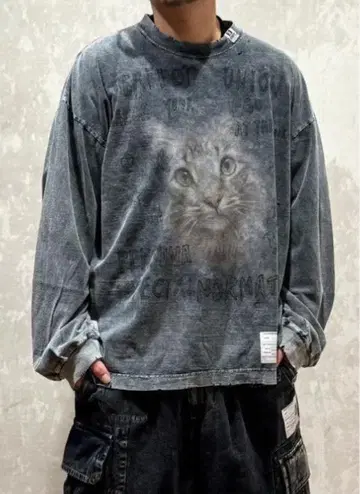 블리치 롱 슬리브 티셔츠 -BLEACHED LS TEE-BLACK