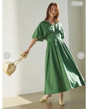 그린 롱 원피스 반팔