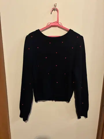 네이비 하트 자수 가디건 긴팔