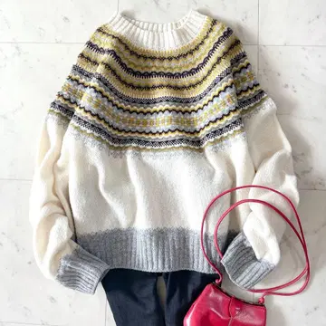 컨디션 최상 맥피 홀 가먼트 자카드 크루넥 풀오버 최근