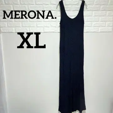 [MERONA] XL 슬리브리스 롱 원피스 네이비 스트라이프