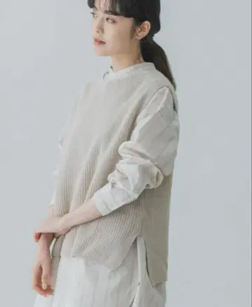 kagure 린넨코튼 니트 베스트