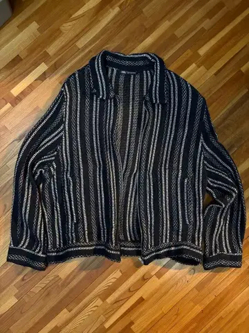 ZARA 네이비와 화이트 스트라이프 집업 니트 XL