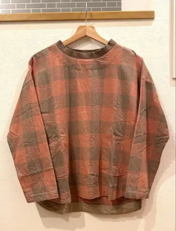 새상품급 SO 코튼 기모 블록 체크 풀오버 블라우스