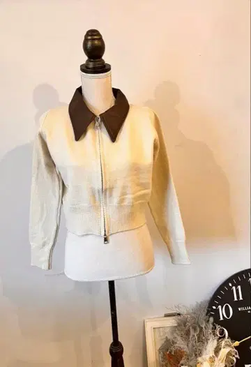 라스트 가디건 숏 기장 옷깃이 가죽 멋진 니트 스타일리시