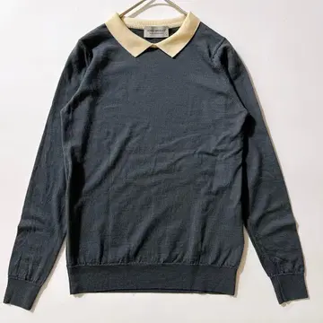 레어 현행 존스메들리 니트 폴로 카라 부착 메리노울 하이 게이지 S